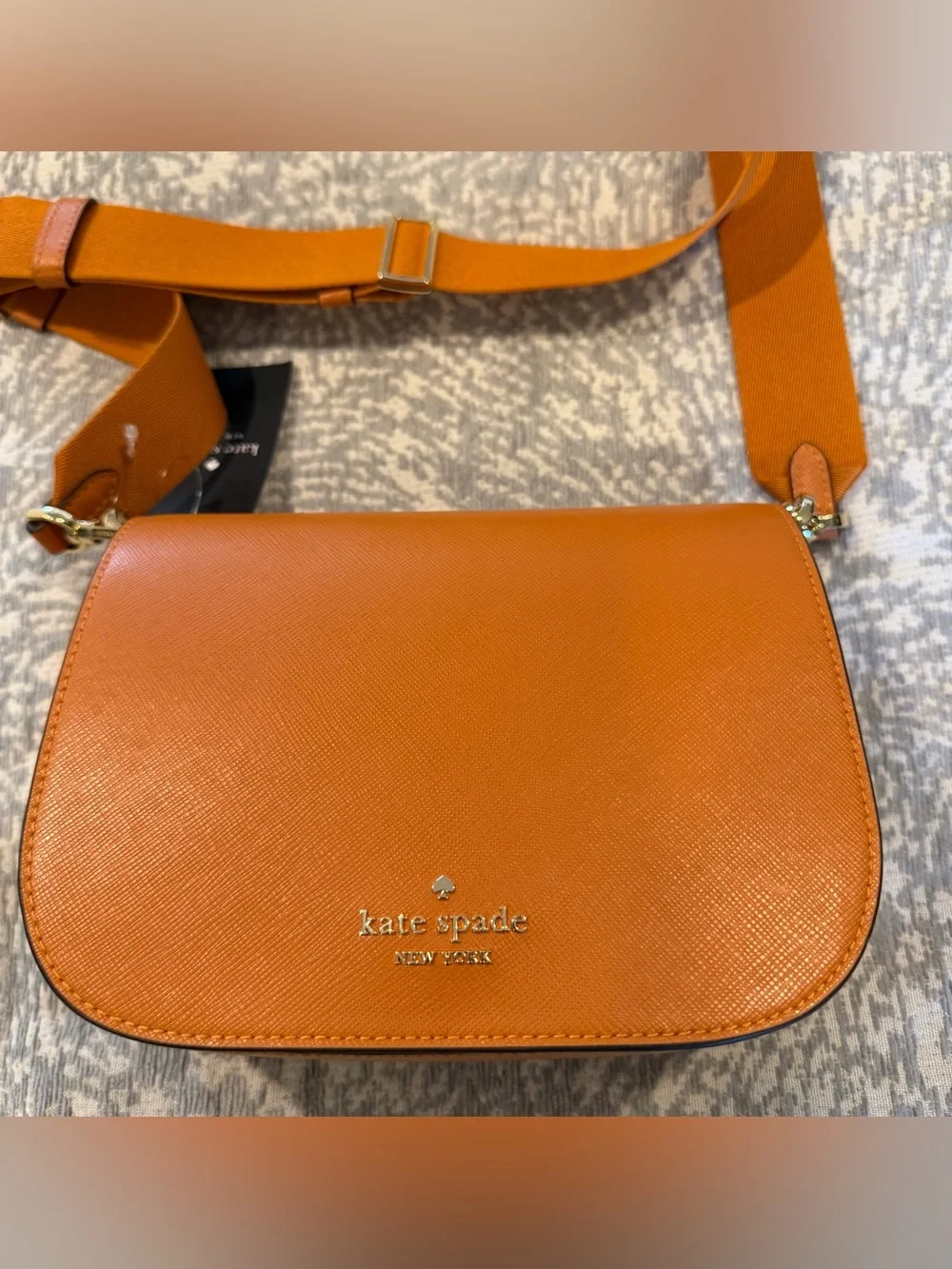 kate spade Orange Saffiano Crossbody with Gold Logo